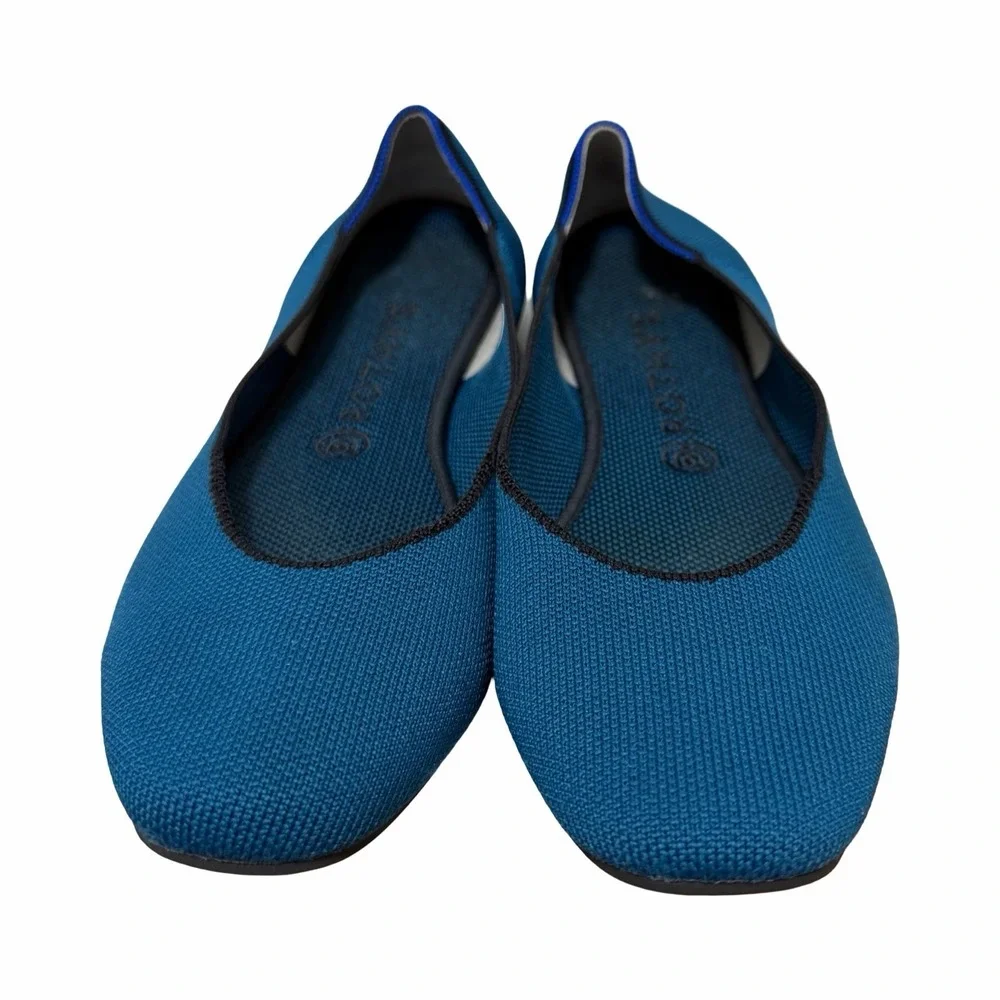 Rothys Womens Round Toe Knit Ballet Flats US 9.5 EU 40.5 Blue Machine‎ Washable